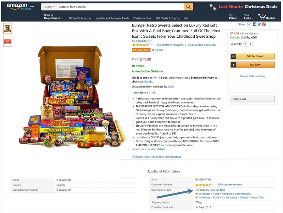 A Quarter Of retro sweets gift box at #1 Best Seller in Grocery on Amazon.co.uk